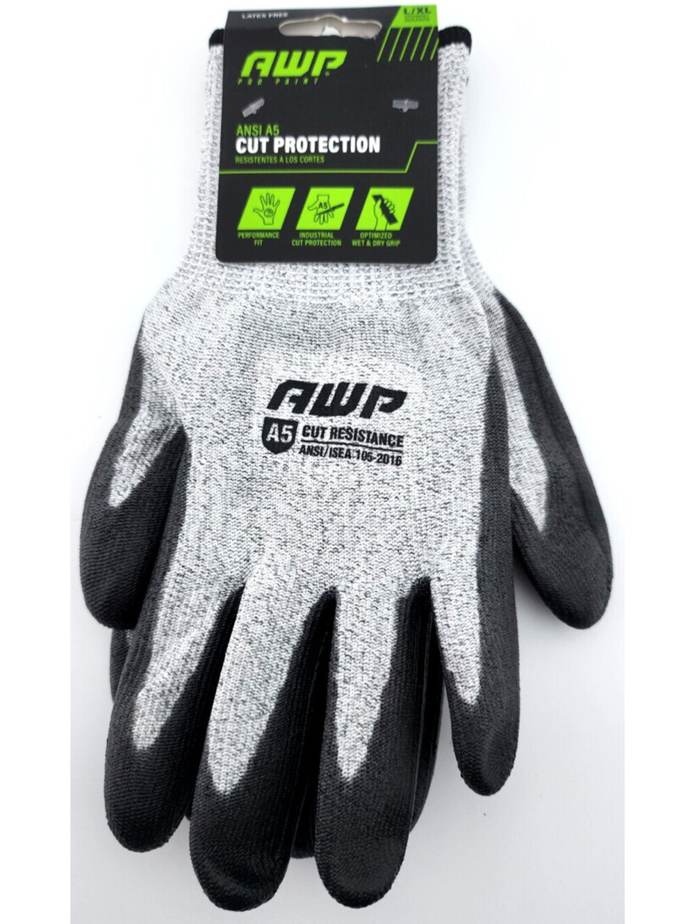 AWP Pro Paint ANSI A5 Cut Protection Work Gloves L/XL – Latex Free – NEW